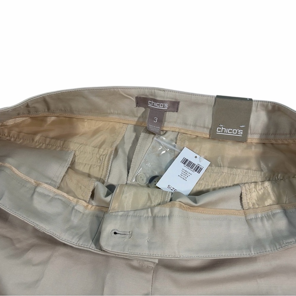 Chicos Shorts Size 3 Beige Pockets Flat Front Bermuda Cotton Blend - Picture 4 of 10